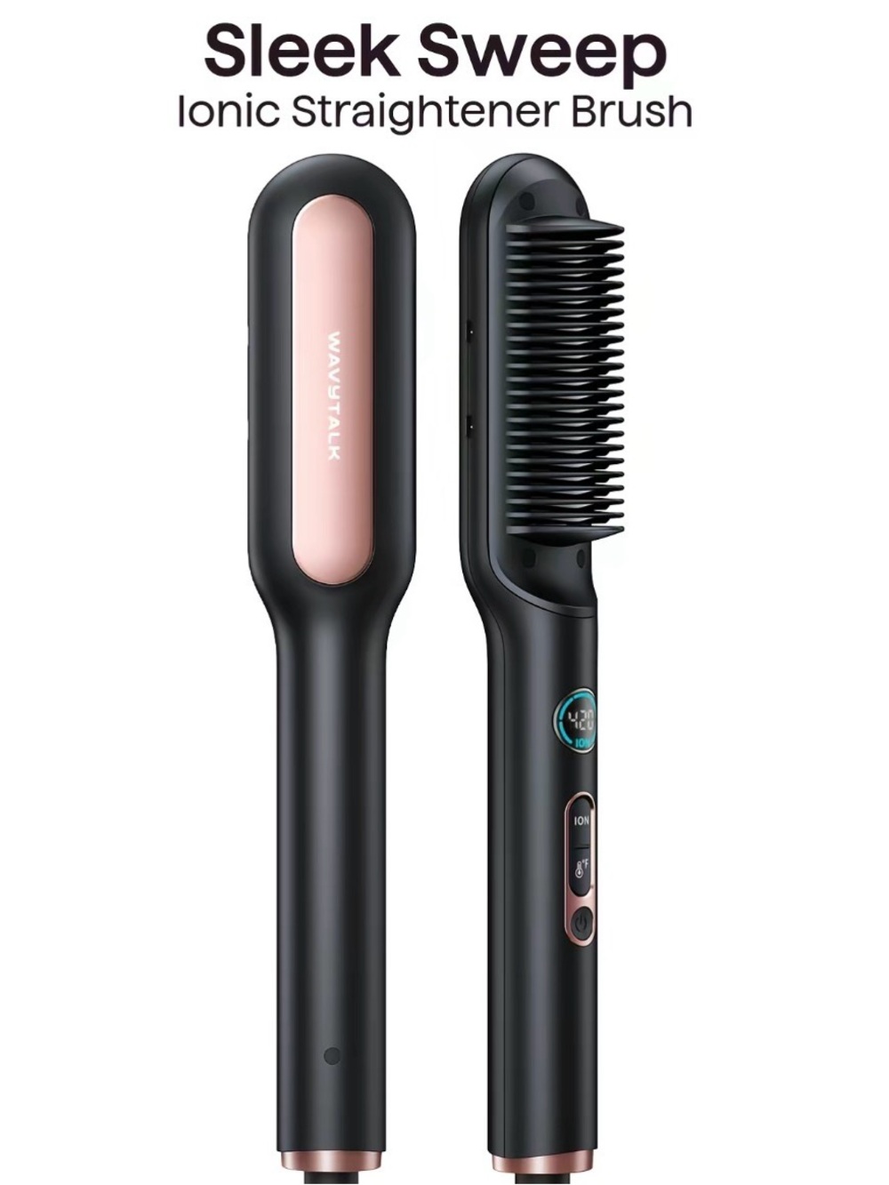 Wavytalk- NEW Ionic Straightener Brush, Rose Gold, MRSP $59